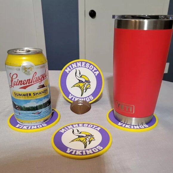 Minnesota Vikings Coasters Set - 3D Printed - (Set of 4) - Picture 2 of 4